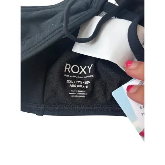 Roxy Women's Anthracite Beach Classics Fixed Tri Bikini Top Size XXL - Picture 7 of 8